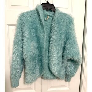RAGA Turquoise Fuzzy 90s alternative rock style Sweater S Anthropologie cardigan